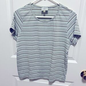 Hot Cotton by Marc Ware Striped Green Tee with Brown Stripes.